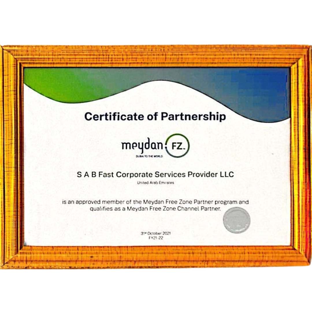 Certificate of Partnership Meydan Free Zone