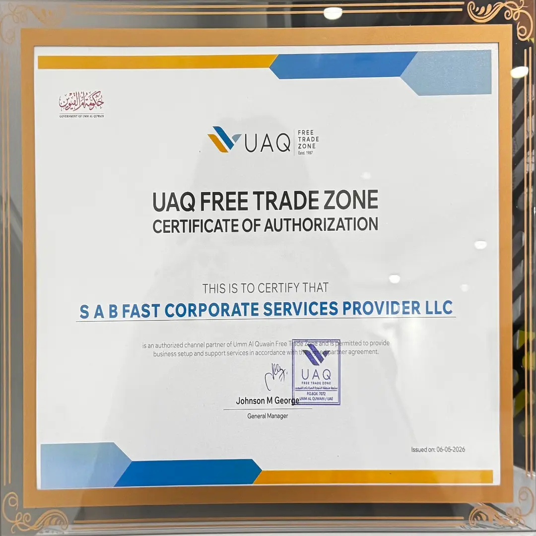 Certificate of Partnership with UAQ (umm al quwain) Free Trade Zone