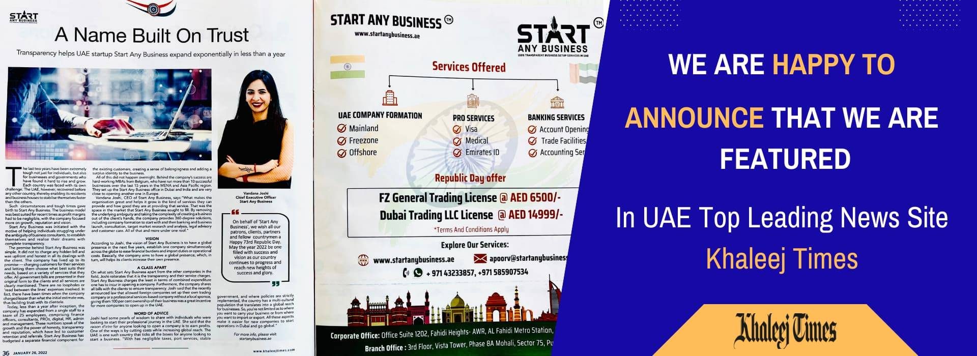 Start Any Business Featured in Khaleej Times